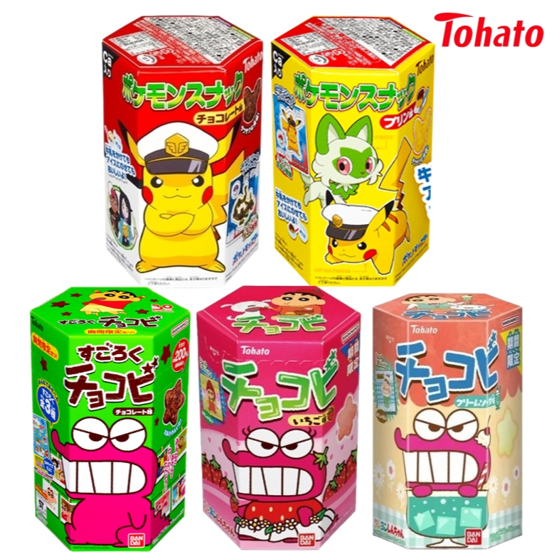 森吉小舖 日本 東鳩 Tohato 蠟筆小新 星星巧克力餅乾 草莓 巧克力餅乾 可愛怪獸 皮卡丘 六角盒