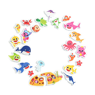 現貨不用等-碰碰狐 鯊魚寶寶洗澡遊戲貼紙 pinkfong 碰碰狐 鯊魚寶寶 洗澡遊戲貼紙鯊魚家族 洗澡玩具 收納 曬網