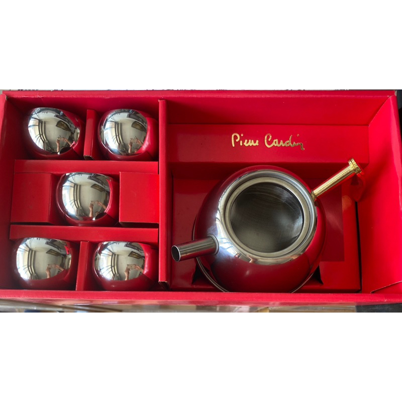 皮爾卡登 Pierre Cardin 不繡鋼泡茶組 茶杯組 茶具組  茶壺茶杯組 含濾網 全新