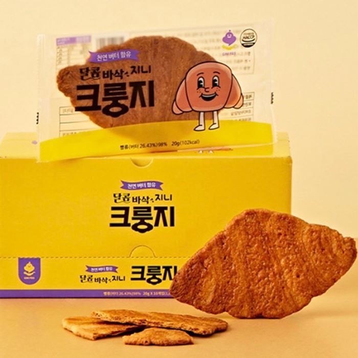 🍍李尚旺來🍍現貨❗韓國 GINI F&amp;S 香酥甜脆扁可頌牛角麵包 20gx10入  韓國可頌餅乾 扁餅乾
