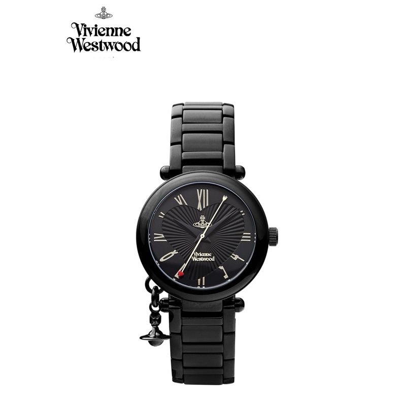▪️現貨▪️稀有款正品Vivienne Westwood 薇薇安土星黑色ORB金屬黑曜石手錶石英腕表