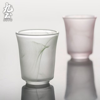 九土復古寫意玻璃品茗杯磨砂玻璃品茗杯質感禪意功夫茶具小聞香杯水墨寫意琉璃茶杯簡約清酒杯手工品茗杯推薦XCBR0146