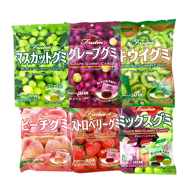 日本 春日井 100%果汁 葡萄/白葡萄/水蜜桃/奇異果/草莓/綜合水果 軟糖