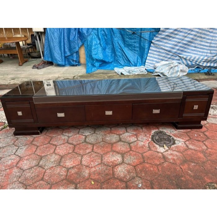 【二手倉庫-崇德店】二手家具☆馬鞍皮七尺電視櫃☆長櫃 矮櫃 TV櫃 視聽櫃 客廳櫃 置物櫃 收納櫃 7尺電視櫃