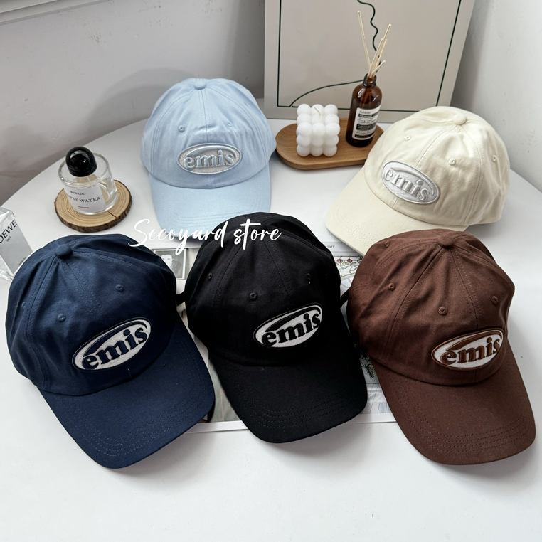 韓國🇰🇷代購🔥 EMIS 經典Logo 鴨舌帽 可樂標 老帽 棒球帽 遮陽帽 帽子 休閒 復古橢圓 LOGO款 小眾品牌