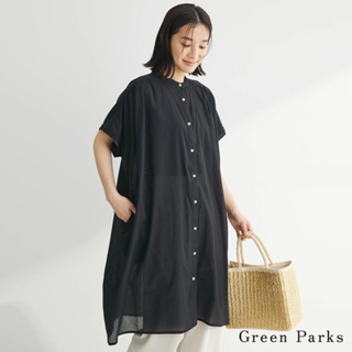 Green Parks 印度棉立領滾邊長版襯衫(6A46L0G0100)