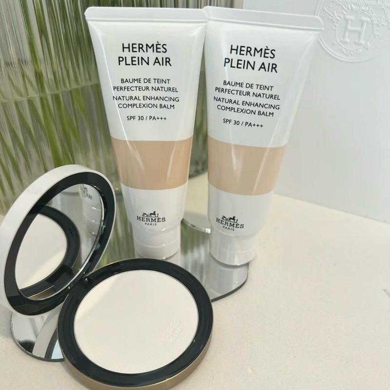 路可國際精品代購委託行 Hermes愛馬仕 天然無瑕隔離霜SPF30 40ml/霧面煥顏蜜粉餅（正品代購附購證)