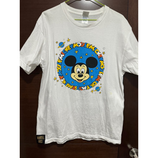 Disney迪士尼 米奇大頭轉印圖白色短袖T恤上衣L號