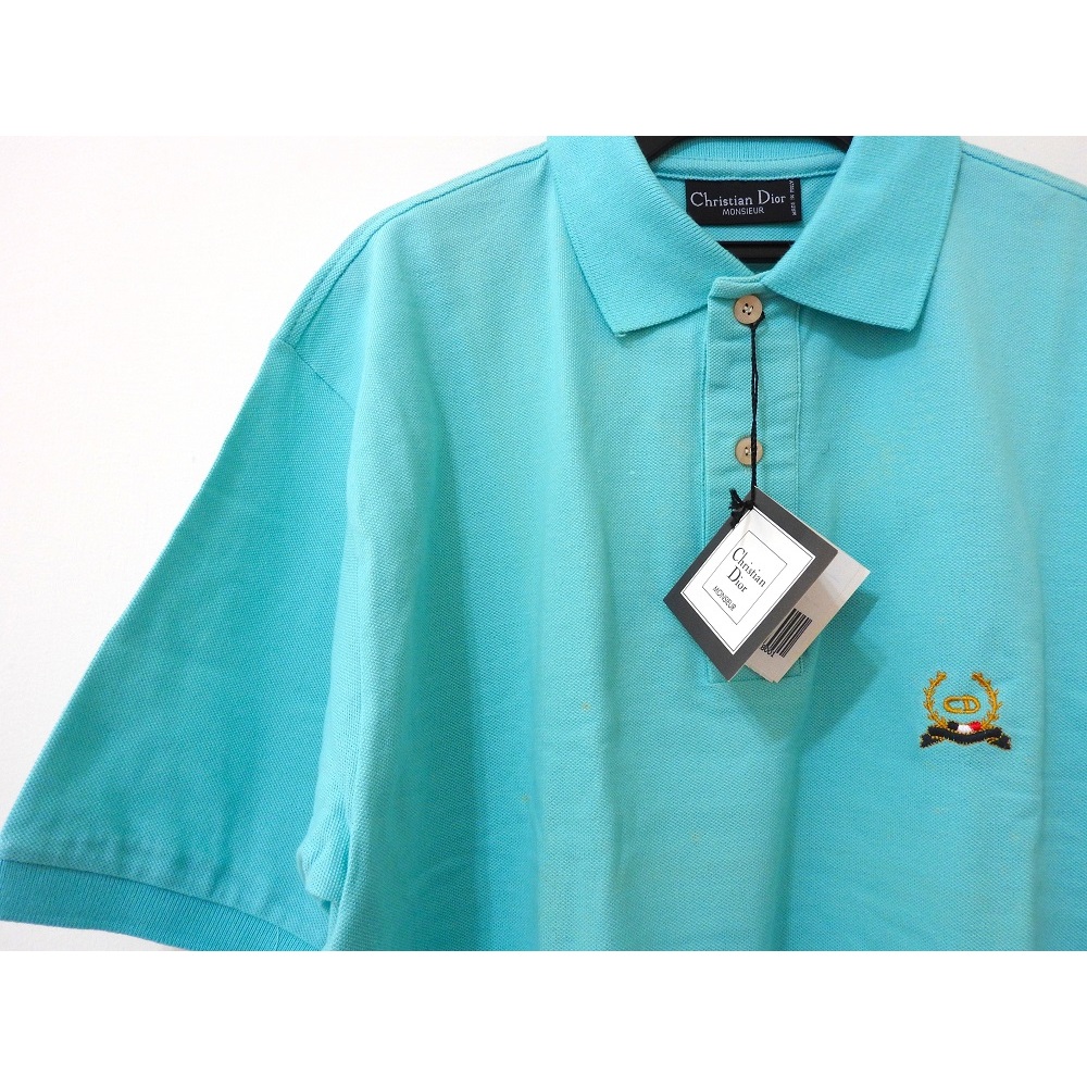 【古著S】義大利製🔵DIOR 短袖POLO衫🔵L號 品牌 名牌 精品 歐美 復古 90 上衣 青色 藍色 男生 男裝