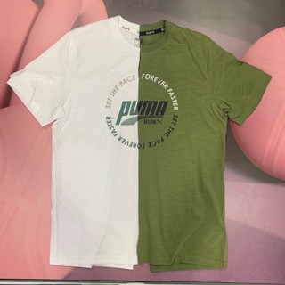 Puma-男-52510833-綠-52510802-白-短袖T恤-運動-T恤-慢跑