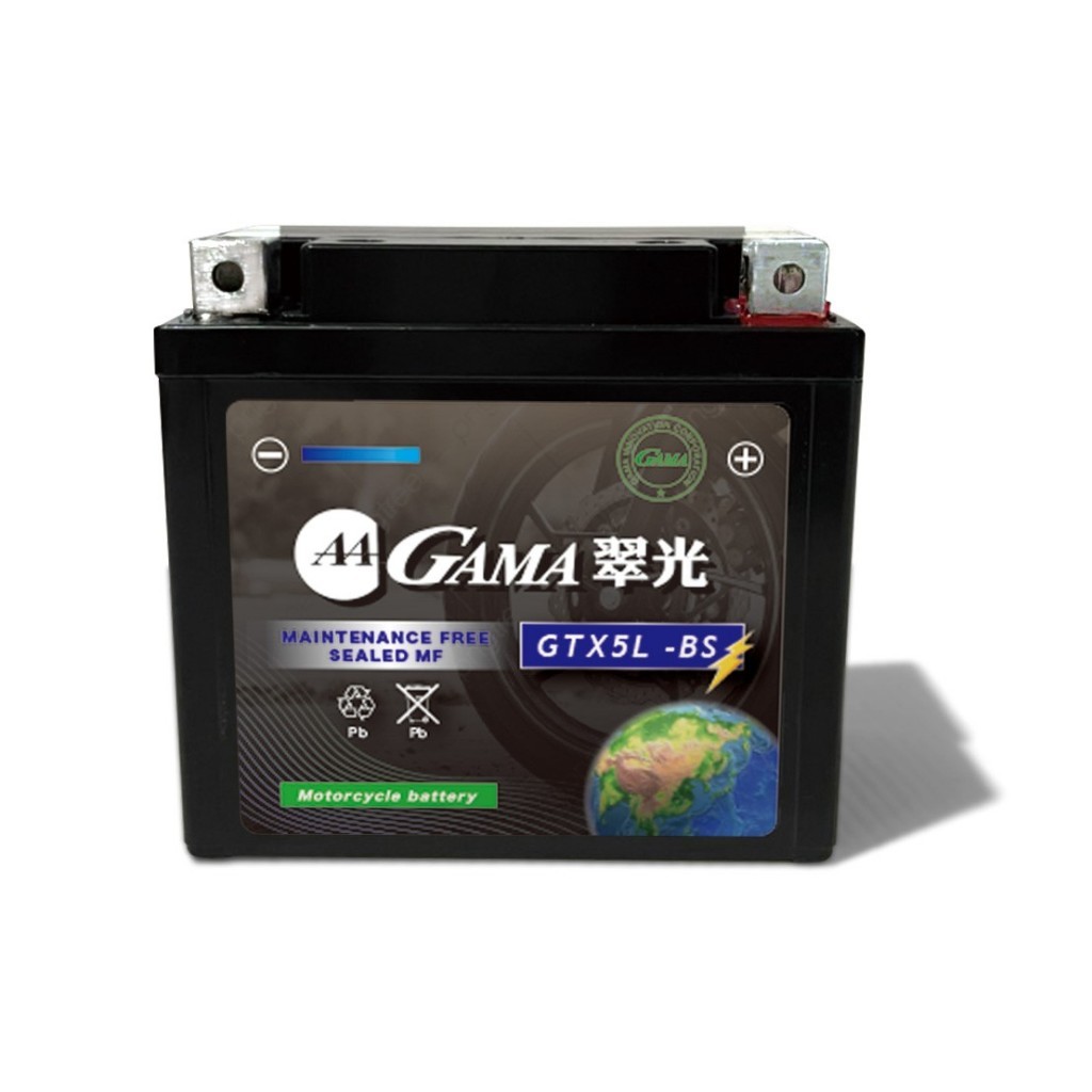 GAMA 機車電池 GTX5L-BS【同YTX5L-BS】5號電池 車用電瓶 免加水 AGM密閉型電池 ⚠太陽眼鏡加價購
