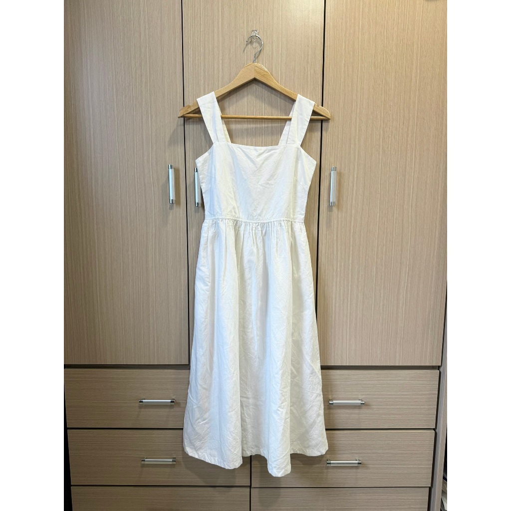 UNIQLO棉麻洋裝 白色 S