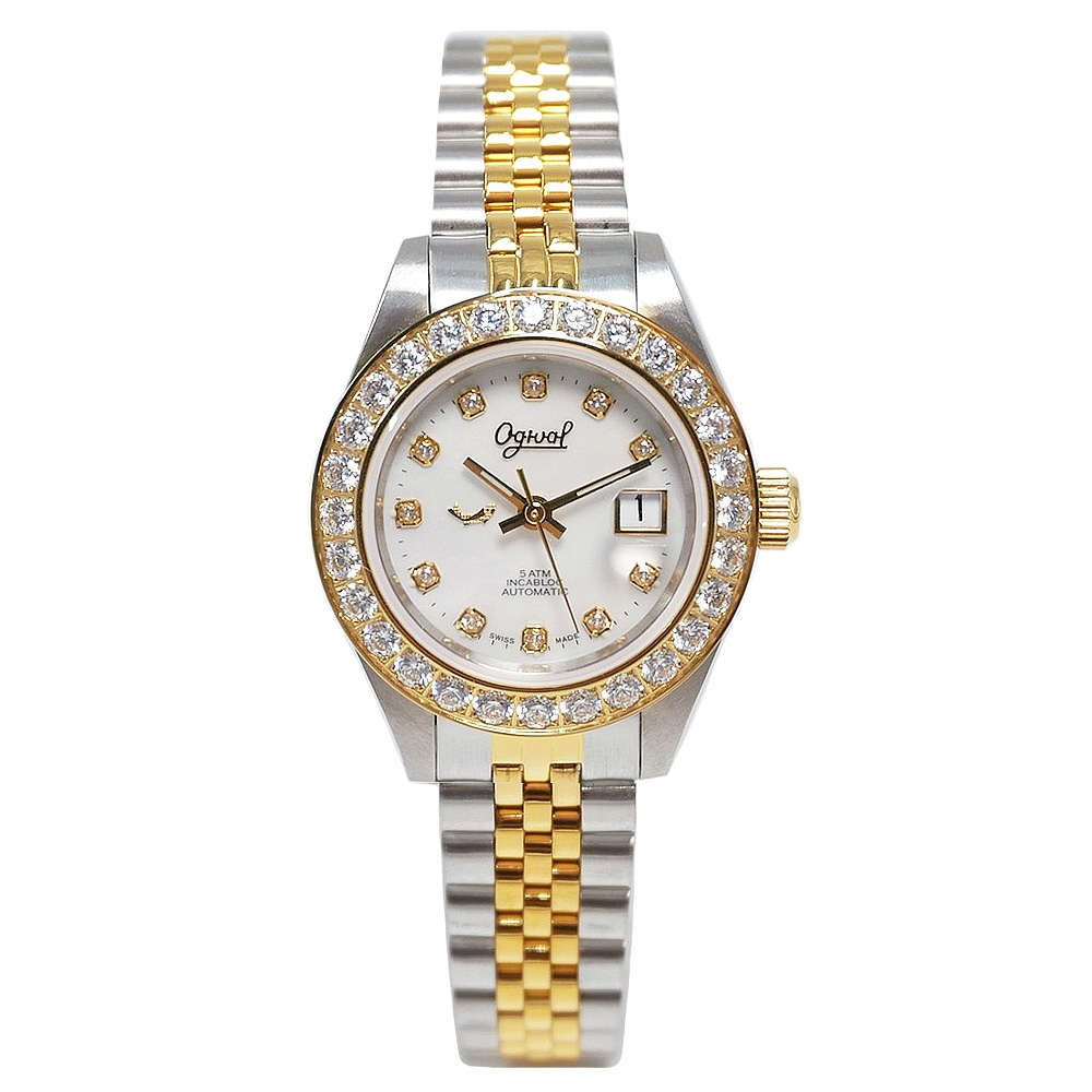 Ogival 愛其華 女 時尚白金雙色 機械腕錶 (303271DLSK) 28mm