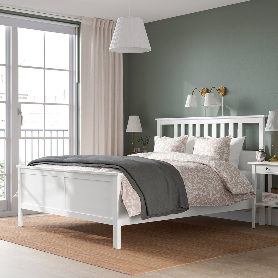 絕版尺寸/IKEA宜家HEMNES雙人床框床架+luröy床底板條/可放床墊200x140/白/二手八成新/特$5880