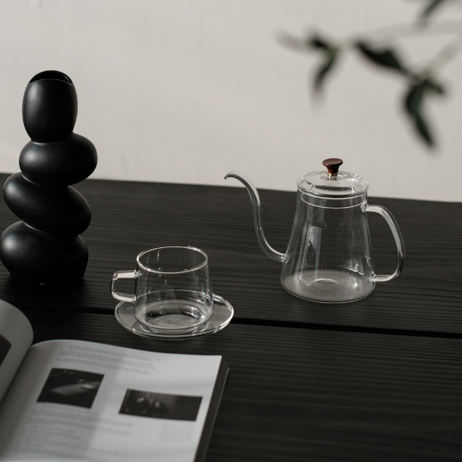 mooin rav 夕暮泡茶組 茶壺 茶杯 泡茶組 泡茶 茶具 夕暮 透明茶壺 茶杯組 水杯 克萊因藍