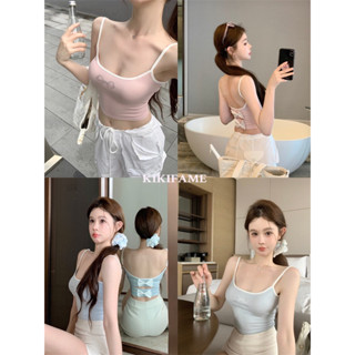KIKIFAME💗奶甜系 | 兩色 純欲蝴蝶結美背心心 吊帶背心 露背上衣 細肩帶背心 蝴蝶結上衣 短版背心 性感背心