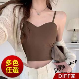 【diff】韓版小心機v領美背彈性顯瘦短版背心 帶胸墊免穿內衣 小可愛 女裝 衣服 短版上衣 運動背心【v259】