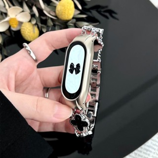 小米手環 8Pro 幸運四葉草 手錶帶 適用於 小米手環 9 8 7 6 5 4 3 NFC金屬錶帶小米錶帶 不鏽鋼腕帶