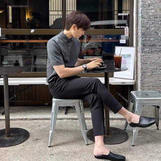 韓國東大門男裝針織寬鬆 短袖襯衫