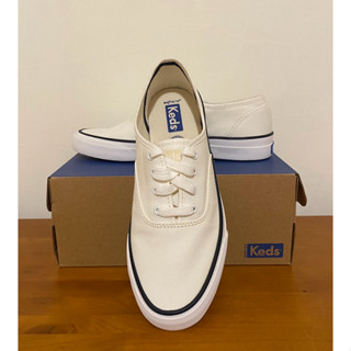 Keds帆布鞋 小白鞋 休閒鞋 布鞋 平底鞋 綁鞋帶 綁帶 白鞋帶 素色素面 白布鞋 鞋子-白色6.5號23.5號 全新