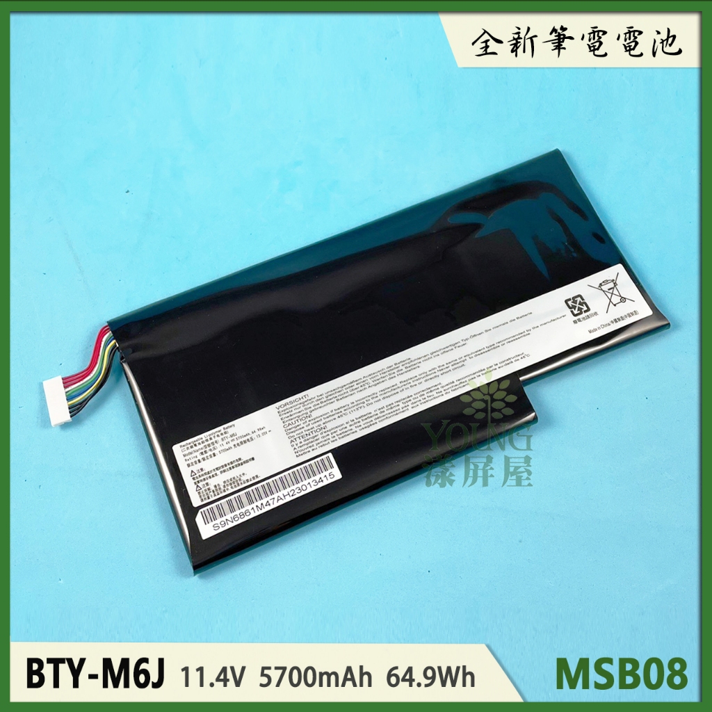 【漾屏屋】適用於 MSI微星 WS63VR-7RL WS63-8SL BTY- M6J 全新 副廠 筆電 電池