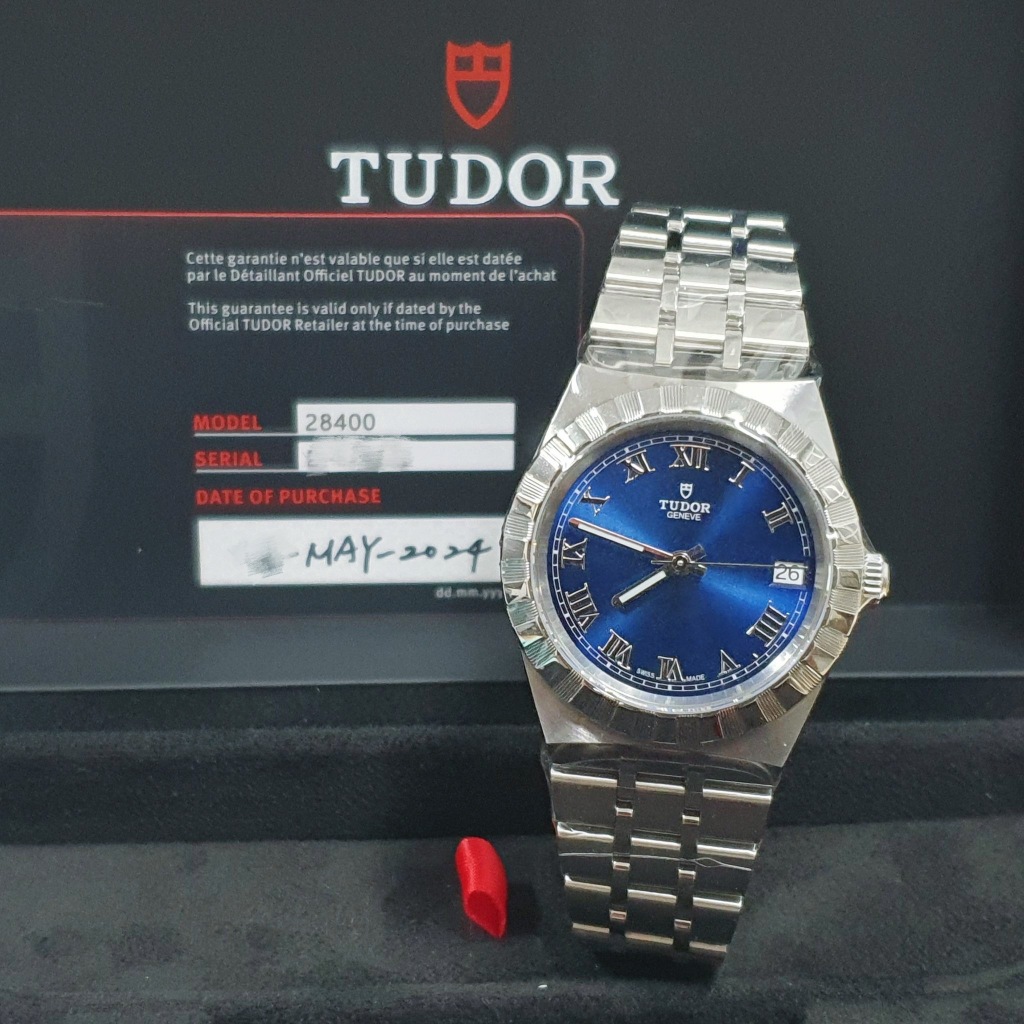 TUDOR 帝舵 2024/05全新未使用 ROYAL系列 28400 超美 湛藍色羅馬面盤 錶徑34 大眾當舖L716