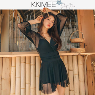 【臺灣現貨】大尺碼 M~2XL 鋼圈泳衣【若隱若現深V長袖】【SG83】超修身性感連身泳衣 遊泳衣 BIKINI 溫泉