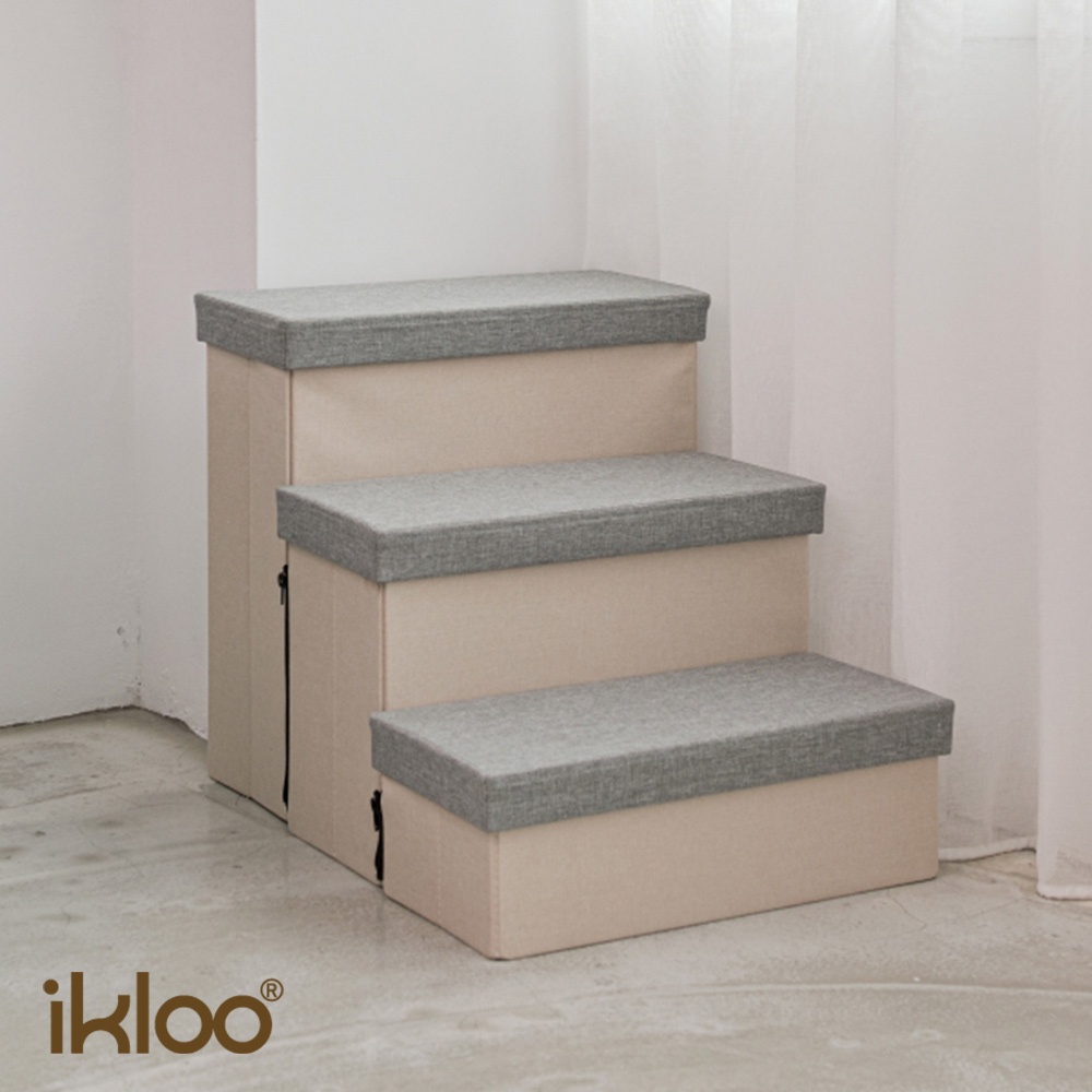 【ikloo】大空間可摺疊收納樓梯箱(三階款 收納箱 寵物樓梯)
