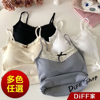 【DIFF】韓版蕾絲花邊吊帶背心 帶胸墊免穿內衣 小可愛 女裝 衣服 短版上衣 短板上衣 運動背心 運動上衣【V342】