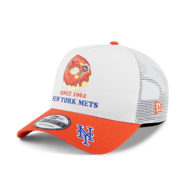 【NEW ERA】MLB 紐約 大都會 甜甜圈 白 橘沿 網帽 9FORTY 卡車帽【ANGEL NEW ERA】