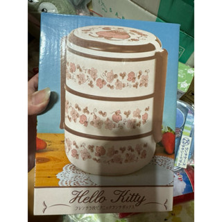 正版日本三麗鷗HELLO KITTY 手提式三層便當盒組/野餐盒 湯匙 叉子 手提餐盒 保鮮盒