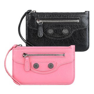 BALENCIAGA Le Cagole壓印字母LOGO銀鍊設計小羊皮5卡拉鍊卡夾包(二色)