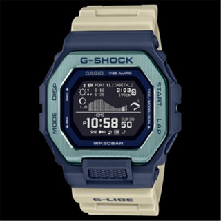 CASIO 卡西歐 G-SHOCK 衝浪 潮汐 藍牙 智慧 橡膠腕錶 - 米黃x藍(GBX-100TT-2) [秀時堂]