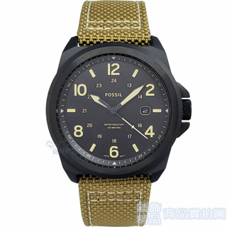 FOSSIL FS5917手錶 自由瀟灑 消光黑 夜光 日期 數字時標 草綠色帆布真皮錶帶 男錶【澄緻精品】