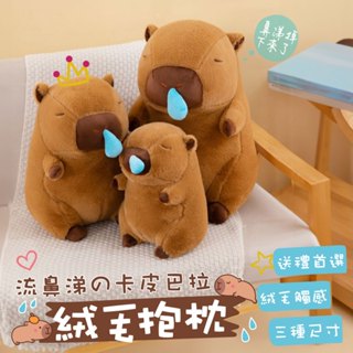 流鼻涕的卡皮巴拉絨毛抱枕 絨毛公仔 水豚 抱枕 卡皮巴拉水豚 娃娃 醜萌玩偶 絨毛玩具 卡皮扒拉 抱枕 睡覺抱枕 靠枕