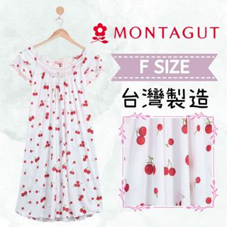 【MONTAGUT夢特嬌】35010 臺灣製 櫻桃印花珍珠絲洋裝居家服 裙裝睡衣/洋裝睡衣