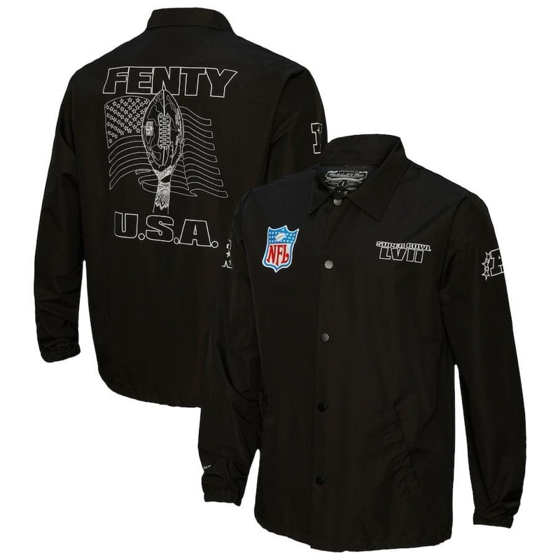 特價 全新 NFL FENTY 超級盃 Mitchell &amp; Ness 黑色 教練外套 coach jacket