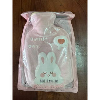 全新未用過-可愛兔兔粉紅絨毛熱水袋、熱敷袋、暖暖袋