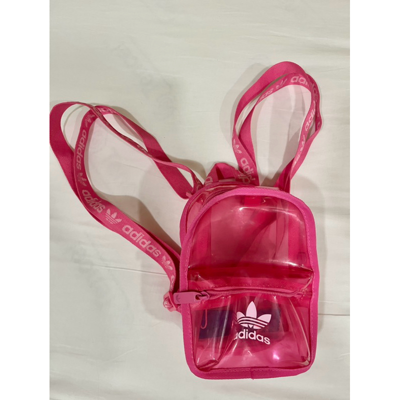 Adidas 愛迪達後背包 果凍包 粉色透明小包 H51002