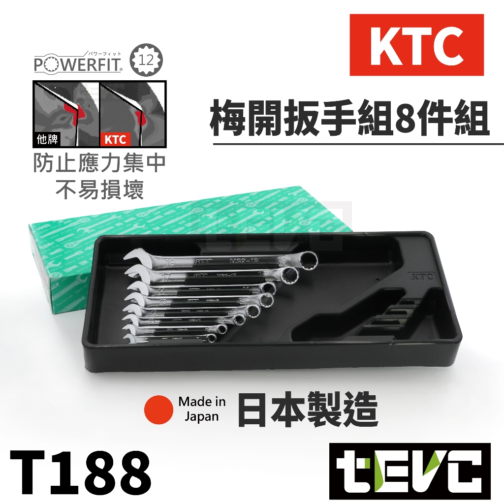 《tevc》日本 京都機械 KTC 梅開扳手 8件組 TMS208 複合板手 開口板手 梅花扳手 開口扳手 梅花 15度