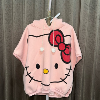 🌸二手衣 甜甜價❤️KITTY 凱蒂貓 卡通圖案 寬鬆加大 刷毛帽T