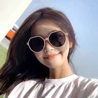 韓系奶油感情侶百搭圓框墨鏡 太陽眼鏡 抗UV 穿搭 時髦 玩水 海邊 防曬 出國 出門 騎車 開車