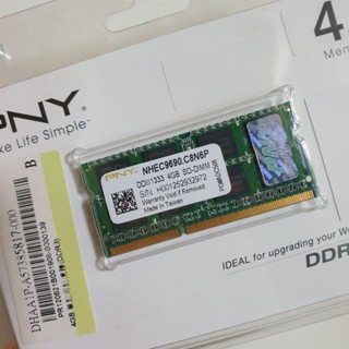 ☆現貨 全新☆必恩威 PNY DDR3 1333 雙面 PC3-10600 4GB NB 記憶體