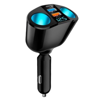 【AHEAD】車充頭 PD20W+QC3.0+2.4A顯示點煙器擴充 5孔車充 數字顯示 車充擴充器