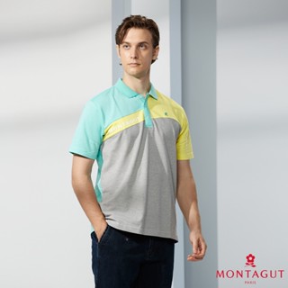 【MONTAGUT夢特嬌】MIT臺灣製商務休閒拼接短袖POLO衫(S4205-82)