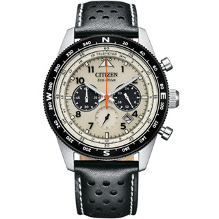 CITIZEN 星辰 光動能 飛行錶 真皮錶帶 CA4559-13A