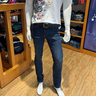 BIG TRAIN彈性剪接口袋水洗小直筒-深藍ZM7033-78
