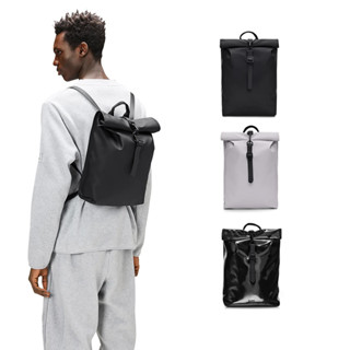 |快速出貨|Rains 捲蓋式防水後揹包 Rolltop Rucksack Mini 系列 黑色 紫色 亮面黑