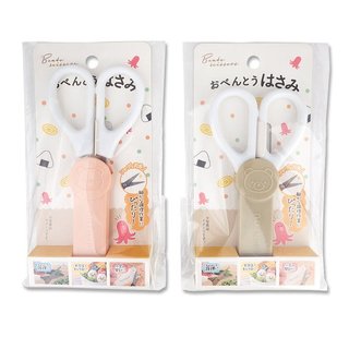 asdfkitty*小熊安全食物剪刀/廚房剪刀-附刀套-好攜帶-剪幼兒食物.戴牙套.假牙必備-顏色隨機出貨-日本正版商品