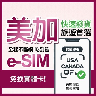 eSIM 美加 AT&T訊號網絡卡 4G上網 美國/夏威夷 加拿大/黃刀鎮/班夫 BELL訊號網路卡 不降速喫到飽